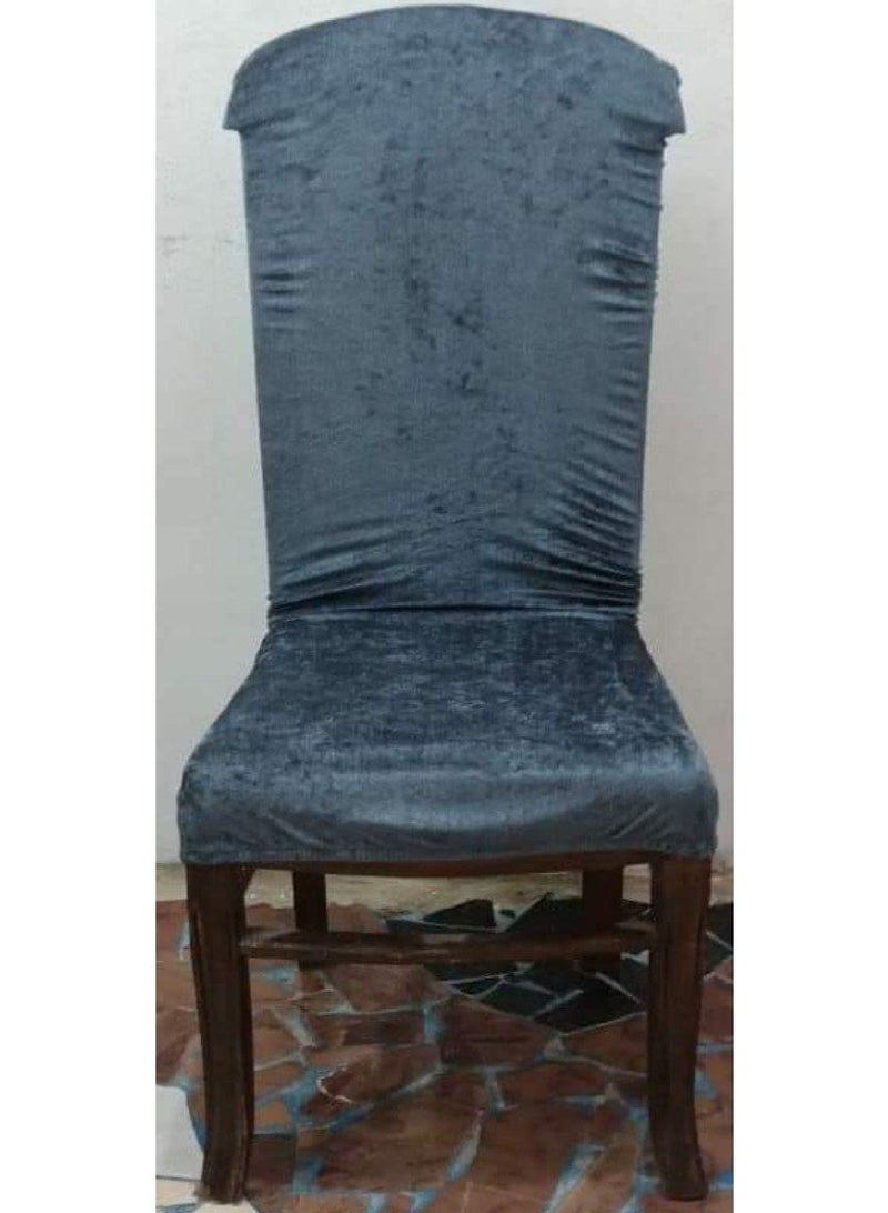 Velvet Dining Cair Cover (6 Pieces) dark gray